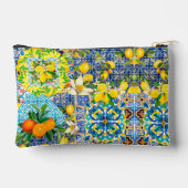 Zierblauer türkisblaue sizilianische Zitrusfliesen Zubehörtasche (Rückseite)