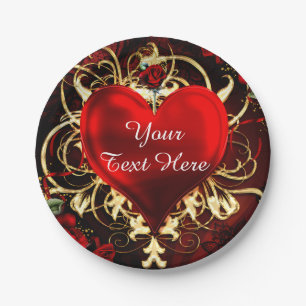 Zierblumen Schwarzes Rotes Party Pappteller