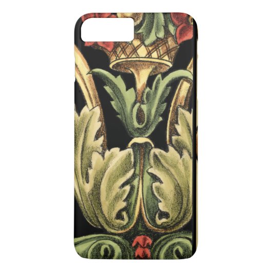 Zierblumendesign an schwarzen Grenzen Case-Mate iPhone Hülle (Rückseite)