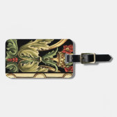 Zierblumendesign an schwarzen Grenzen Gepäckanhänger (Vorderseite horizontal)