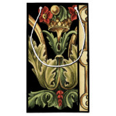 Zierblumendesign an schwarzen Grenzen Kleine Geschenktüte (Rückseite)