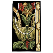 Zierblumendesign an schwarzen Grenzen Kleine Geschenktüte (Vorderseite)