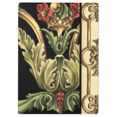 Zierblumendesign an schwarzen Grenzen Klemmbrett (Rückseite)