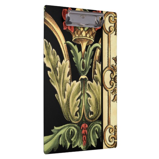 Zierblumendesign an schwarzen Grenzen Klemmbrett (Rechts)
