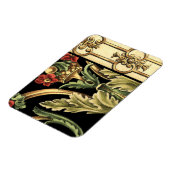 Zierblumendesign an schwarzen Grenzen Magnet (Linke Seite)