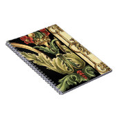 Zierblumendesign an schwarzen Grenzen Notizblock (Rechte Seite)