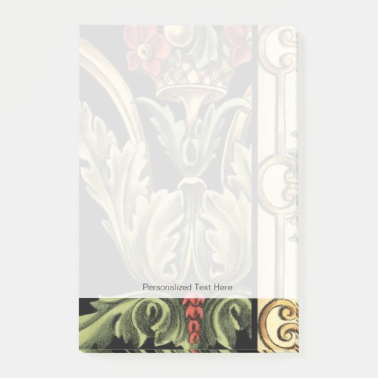 Zierblumendesign an schwarzen Grenzen Post-it Klebezettel (Vorderseite)