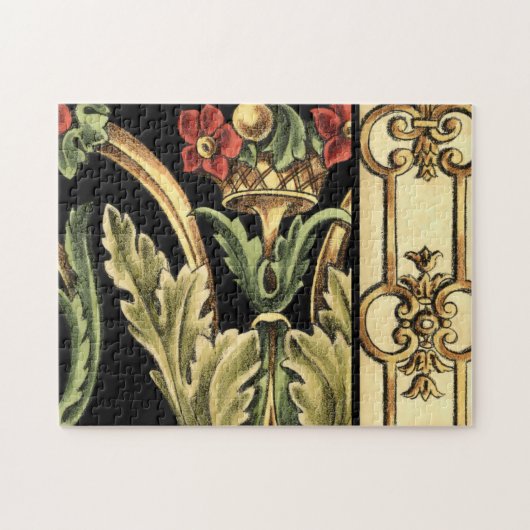 Zierblumendesign an schwarzen Grenzen Puzzle (Horizontal)