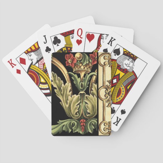Zierblumendesign an schwarzen Grenzen Spielkarten (Rückseite)