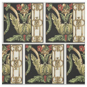 Zierblumendesign an schwarzen Grenzen Stoff (Muster)