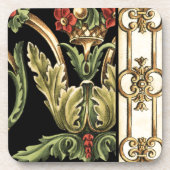 Zierblumendesign an schwarzen Grenzen Untersetzer (Vorderseite)