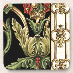 Zierblumendesign an schwarzen Grenzen Untersetzer