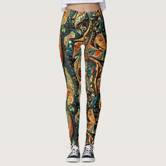 Zierblumenmuster Leggings (Vorderseite)