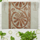 Zierbraun-Grenze des Mittelmeers mit Text Geschirrtuch (Gefaltet)