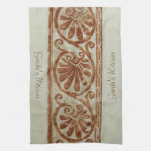 Zierbraun-Grenze des Mittelmeers mit Text Geschirrtuch (Vertikal)