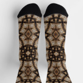 Zierbraun und grüner Hartglas Mandala Socken (Oben)
