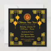 Zierchinesischer Neujahrsdrache Einladung (Vorderseite)