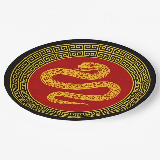 Zierchinesischer Neujahrsschlange Pappteller (Schrägansicht)