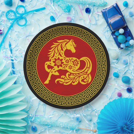 Zierchinesisches Neujahrspferd Pappteller (Party)