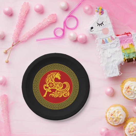 Zierchinesisches Neujahrspferd Pappteller (Party)