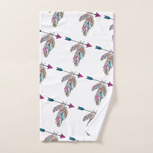 Zierfedern im Boho-Stil hängen Badhandtuch Set (Handtuch)