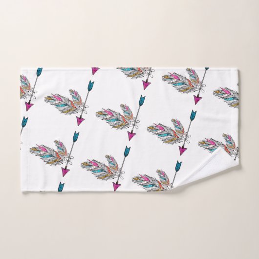 Zierfedern im Boho-Stil hängen Badhandtuch Set (Handtuch)