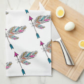 Zierfedern im bohobischen Stil hängen Geschirrtuch (Viertel Falte)