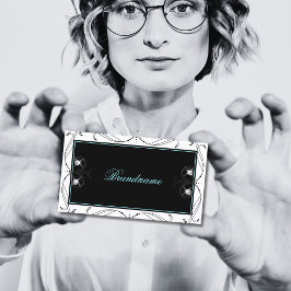 Zierfeine Schwarz-weiße Seidenraupe Verziert Visitenkarte