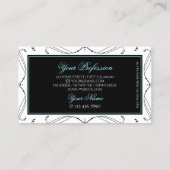 Zierfeine Schwarz-weiße Seidenraupe Verziert Visitenkarte (Rückseite)