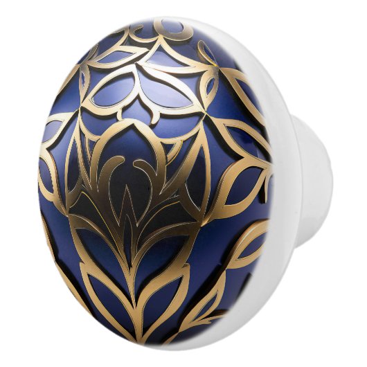 Zierflora Gold Navy Blue Orb Keramikknauf (Rechts)