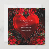 Zierflora Herz Schwarz & Rot Gotische Romantik Einladung (Rückseite)