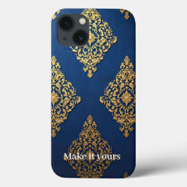 Ziergolden auf Blue Phone Case - Fügen Sie einen N