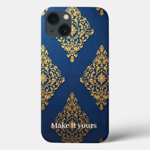 Ziergolden auf Blue Phone Case - Fügen Sie einen N
