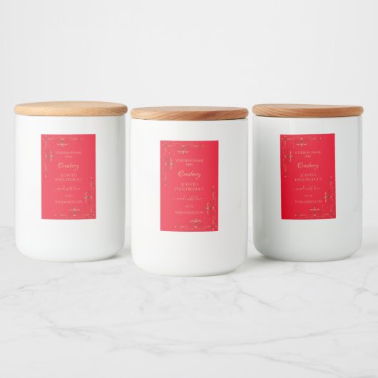 Ziergolden Verziert Corners Red Product Labels Lebensmitteletikett (Flaschen)