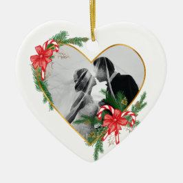 Ziergoldenherzen mit Bogen und Baum Keramik Ornament