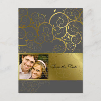 Ziergoldspirale Save the Date Postkarte