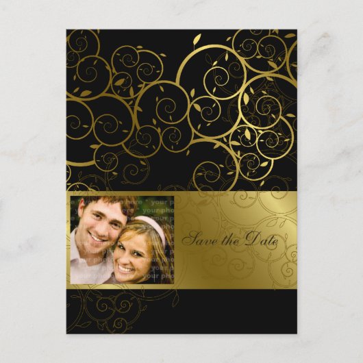 Ziergoldspirale Save the Date Postkarte (Vorderseite)
