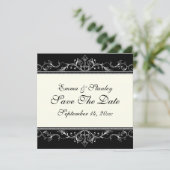 Ziergrenze Save the Date Schwarz-weiß (Stehend Vorderseite)