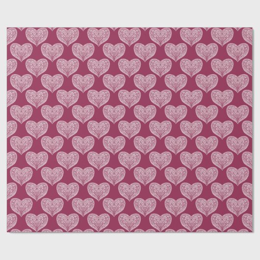 Zierherz in Burgund Wrapping Paper Geschenkpapier (Flach)