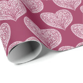 Zierherz in Burgund Wrapping Paper Geschenkpapier (Rolleneckpunkt)
