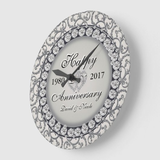 Zierjubiläum-Monogramm Große Wanduhr (Winkel)