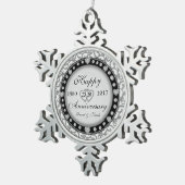 Zierjubiläum-Monogramm Schneeflocken Zinn-Ornament (Rechts)