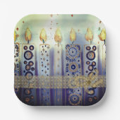 Zierkandeln, Spitzen und Bow Hanukka Pappteller (Vorderseite)