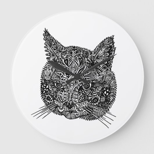 Zierkatze Große Wanduhr (Vorderseite)