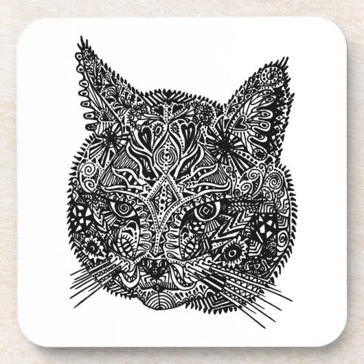 Zierkatze Kopf Untersetzer (Vorderseite)