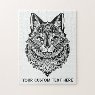 Zierkatze mit benutzerdefiniertem Text Puzzle