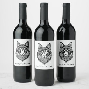 Zierkatze mit benutzerdefiniertem Text Weinetikett