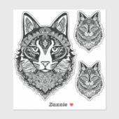 Zierkatzen Aufkleber (Blatt)