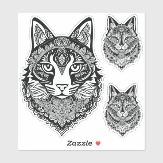 Zierkatzen Aufkleber (Blatt)