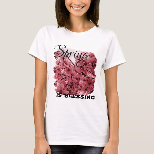 Zierkirschzweige Rosa Stilvoll T-Shirt (Vorderseite)